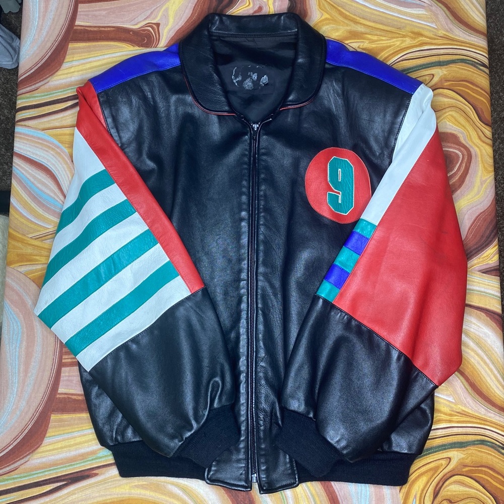 Vintage 9 Ball Leather Jacket 90’s Seinfeld Color - Picture 3 of 9